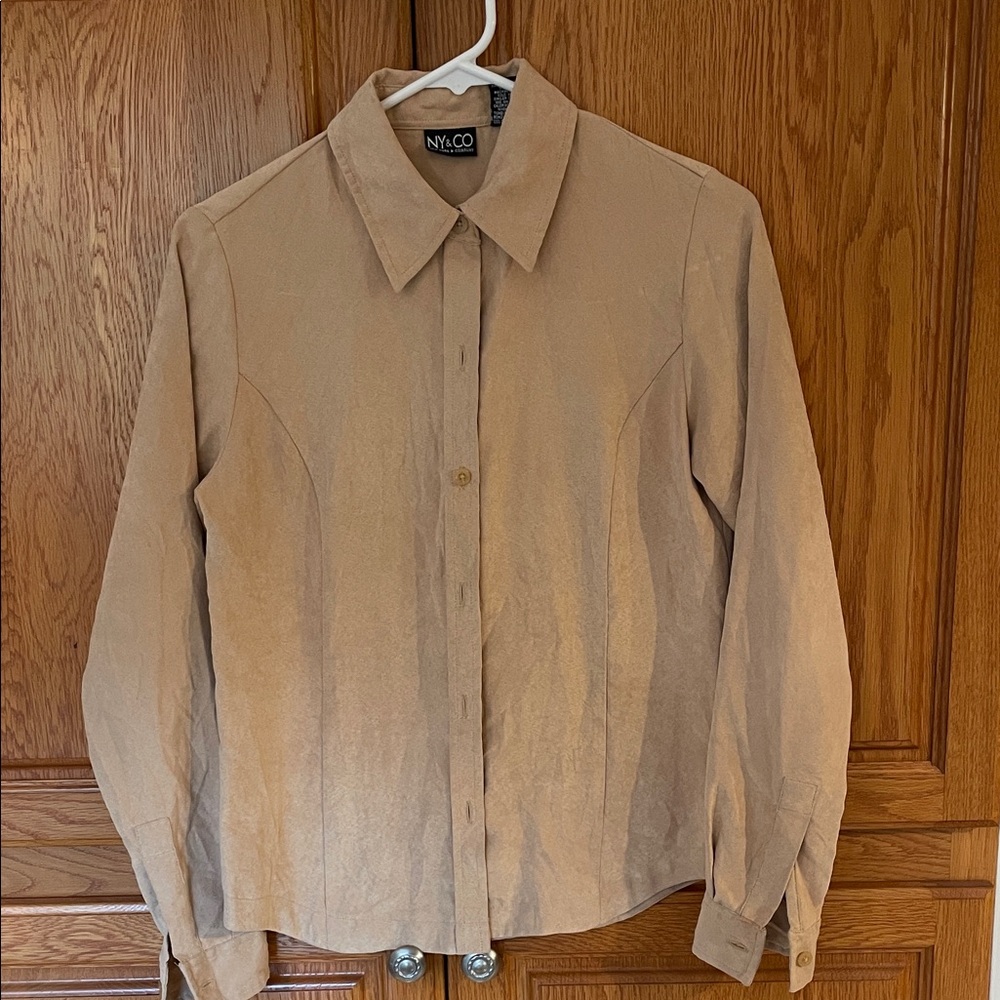 New York & Company Beige Blouse- suede feel